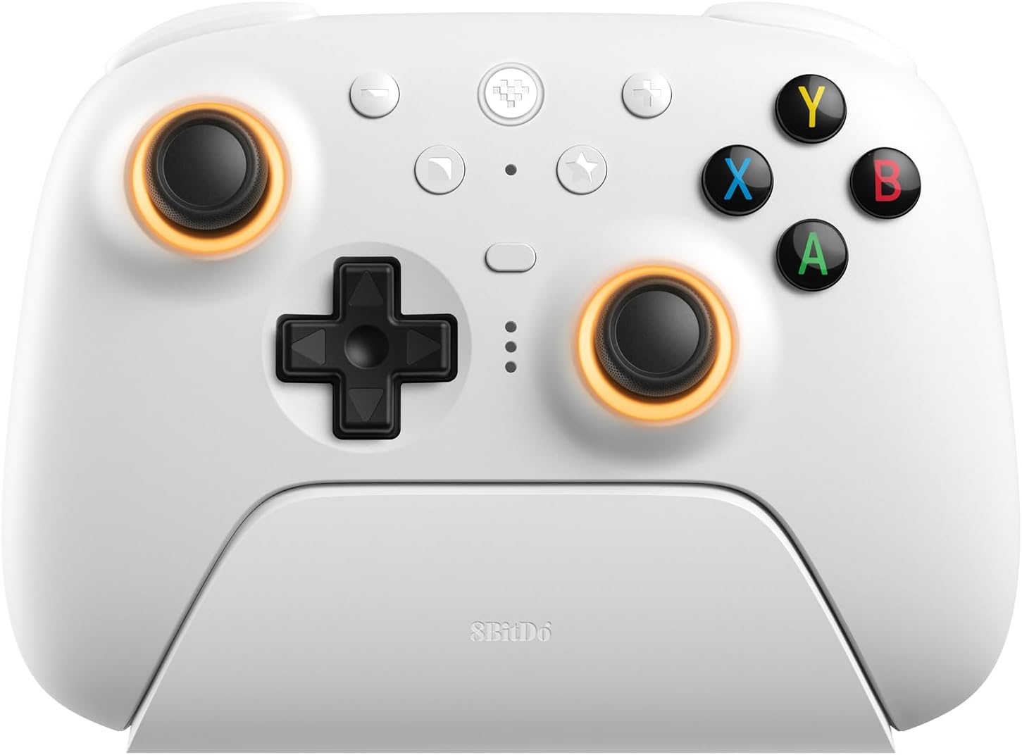 8BitDo Ultimate 2 ワイヤレス コントローラー Windows & Android 用、TMR ジョイスティック付きゲーム コントローラー、切り替え可能なホール効果/触覚トリガー、RGB ファイヤー リング、8 スピード ワイヤレス テクノロジー (White)