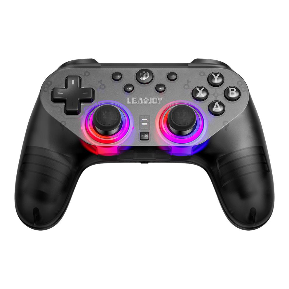 Leadjoy Saber Plus ゲームコントロー, 2.4G/Bluetooth/有線 対応 ポーリングレート 1000Hz TMR RGB ライト 10個マイクロスイッチボタン ホール 4個のカスタムボタン PS4/PC/Switch1&2/iOS/Android対応 ゲームパッド 黒